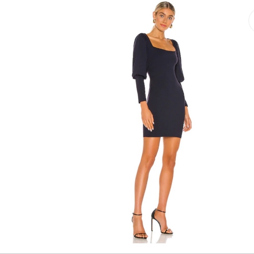 Susan Monaco puff sleeve square neck dress